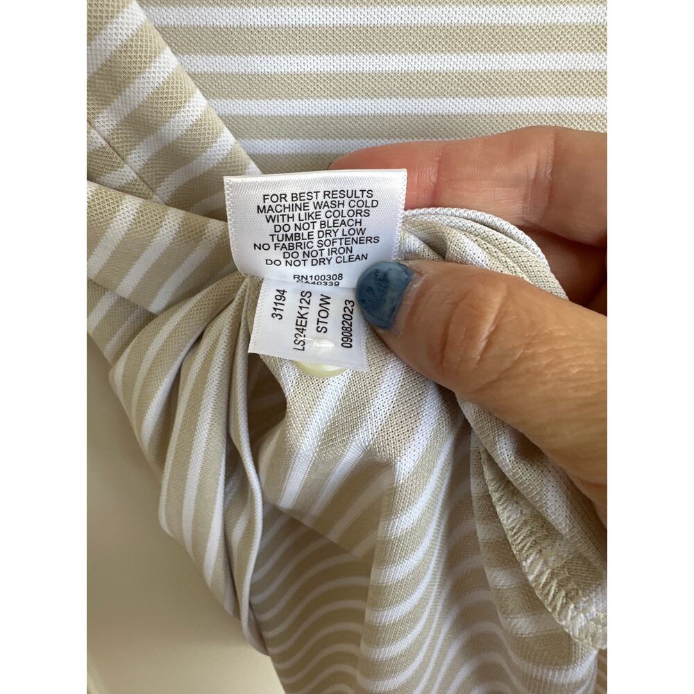 Peter Millar Ladies Sport Mesh Button-Up Sleeveless Striped Polo NWT, Size XS - Picture 6 of 6